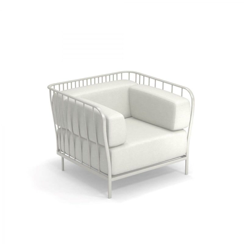 Weißes Schwammsofa für 1 Person mit abnehmbarem Kissenbezug und UV-beständig - Trendiger Stil - 1 Stück, Weiß, 1-Sitzer Sofa