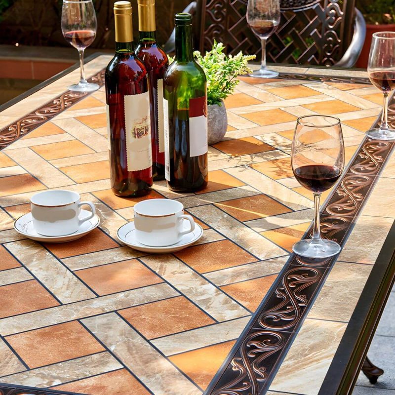 Industrieller Outdoor-Esstisch Aluminium feuerfest Patio Tisch - Nur Tisch 64"L x 35"B x 29"H