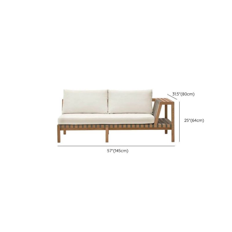Dimension of Ash Wood Loveseat with Storage, Removable Cushion, Modular Design, White Upholstery, for 2, UV Resistant, Left Corner Loveseats