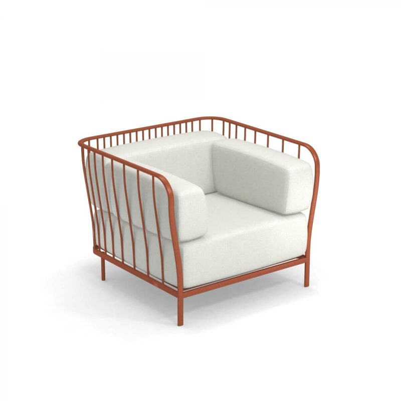 Weißes Schwammsofa für 1 Person mit abnehmbarem Kissenbezug und UV-beständig - Trendiger Stil - 1 Stück, Rot, 1-Sitzer Sofa