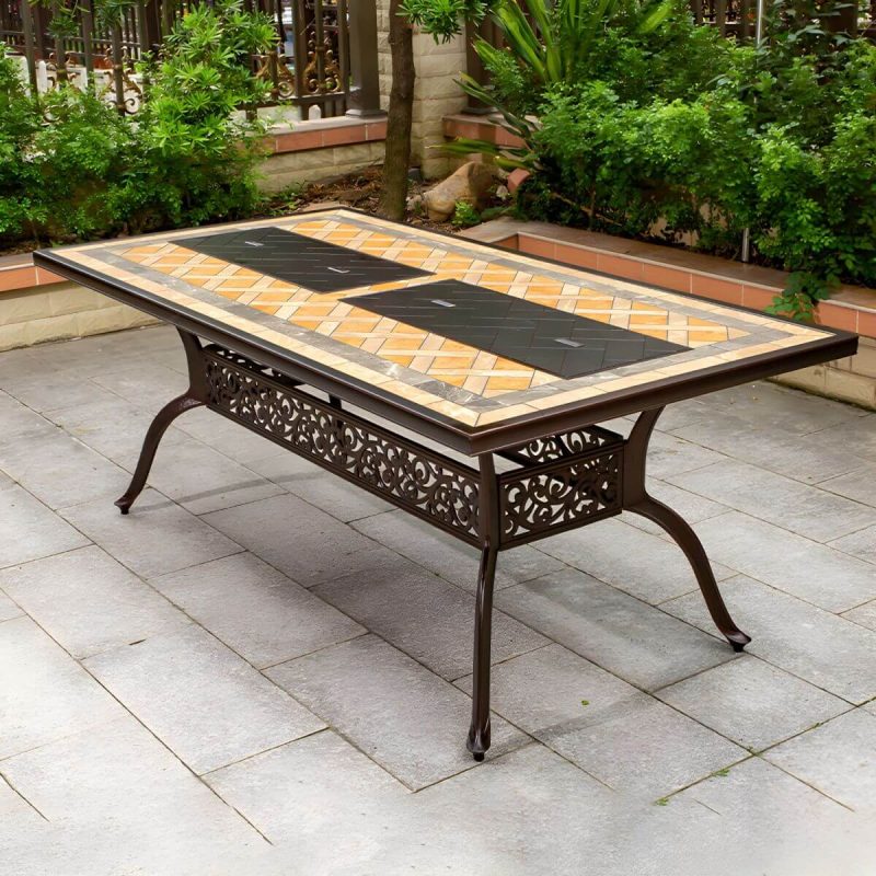 Industrieller Outdoor-Esstisch Aluminium feuerfest Patio Tisch - Nur Tisch 78,7"L x 39,4"B x 29,5"H