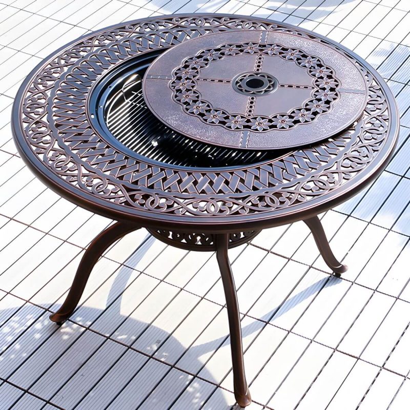 Industrieller Outdoor-Esstisch Aluminium feuerfest Patio Tisch - Nur Tisch 42"L x 42"B x 26"H