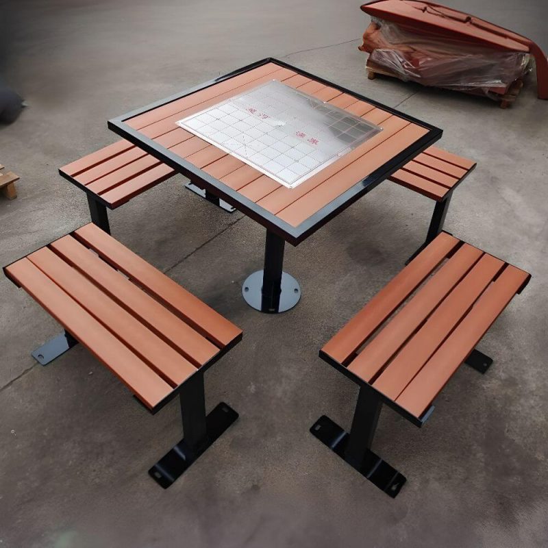 Simplistischer Outdoor-Esstisch mit Tintenmetallrahmen, 31,5"L x 31,5"B x 29,5"H, ohne Stühle