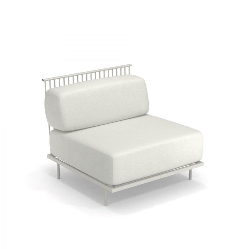 Weißes Schwammsofa für 1 Person mit abnehmbarem Kissenbezug und UV-beständig - Trendiger Stil - 1 Stück, Weiß, Mittelgroßes Sofa