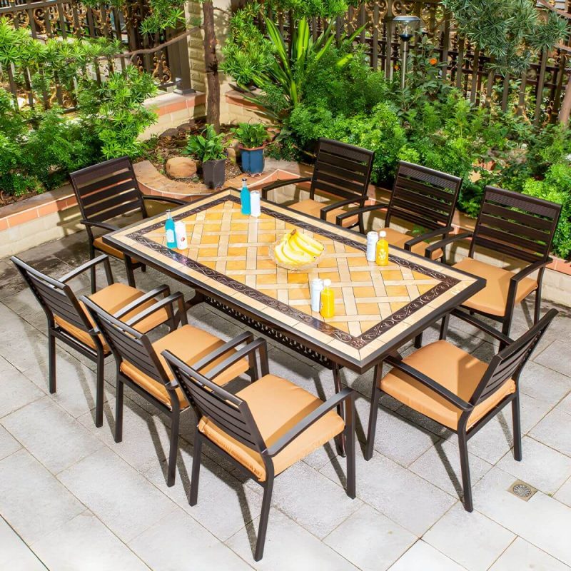 Industrieller Outdoor-Esstisch Aluminium feuerfest Patio Tisch - Nur Tisch 47,2"L x 47,2"B x 28,3"H