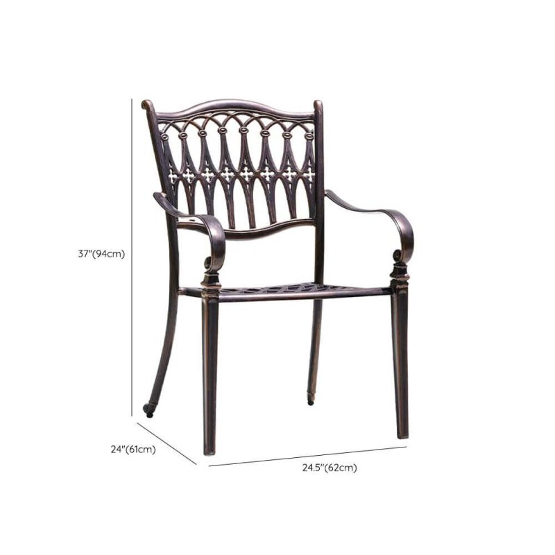 Dimension of Gunmetal Iron Patio Arm Chair, Stackable, Minimalist Style, 1 Chair, 24"L x 24"W x 37"H