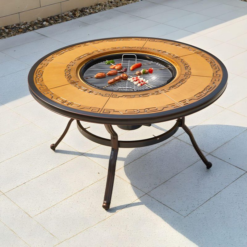 Industrieller Outdoor-Esstisch Aluminium feuerfest Patio Tisch - Nur Tisch 47,2"L x 47,2"B x 28,9"H
