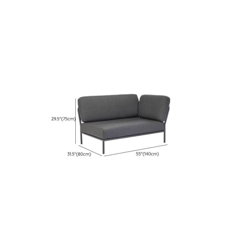 Dimension of Loveseat with Removable Cushion, Dark Gray Upholstery, Sponge Fill for 2, UV Resistant, Trendy Style - 1 Piece, Left Corner Loveseats