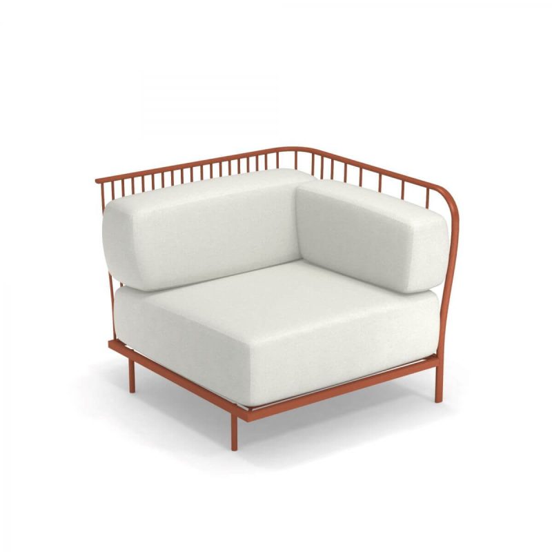 Weißes Schwammsofa für 1 Person mit abnehmbarem Kissenbezug und UV-beständig - Trendiger Stil - 1 Stück, Rot, Ecksofa