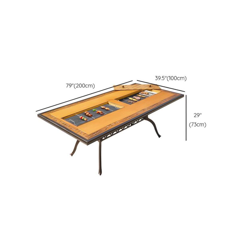 Dimension of Industrial Outdoor Dining Table Aluminum Fire Resistant Patio Table - Table Only 79"L x 39"W x 29"H