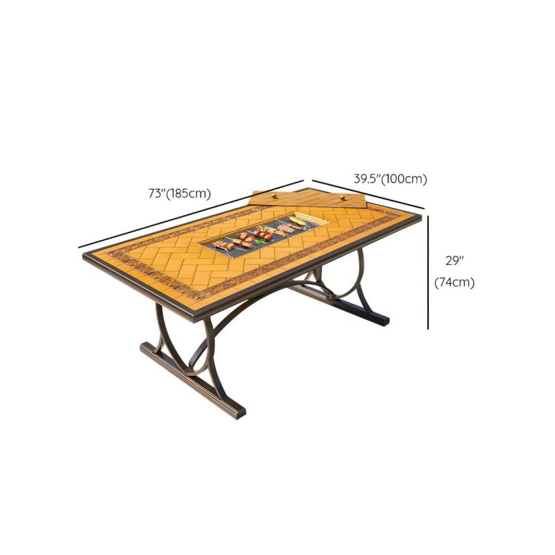 Dimension of Industrial Outdoor Dining Table Aluminum Fire Resistant Patio Table - Table Only 73"L x 39"W x 29"H