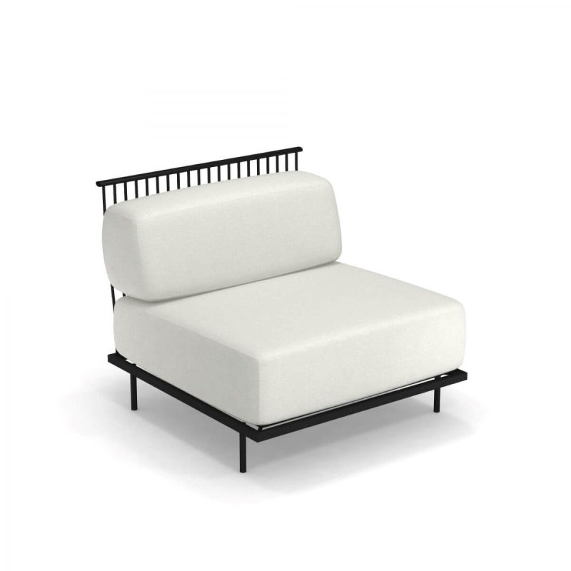 Weißes Schwammsofa für 1 Person mit abnehmbarem Kissenbezug und UV-beständig - Trendiger Stil - 1 Stück, Schwarz, Mittelgroßes Sofa