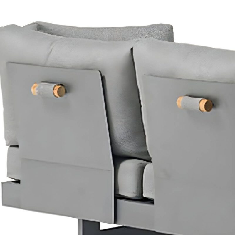 Graues Metall-Patio-Set, gepolstert mit abnehmbaren weißen Baumwollkissen - 3 Teile (3-Sitzer Sofa & 3-Sitzer Mittelposition Sofa & Couchtisch)