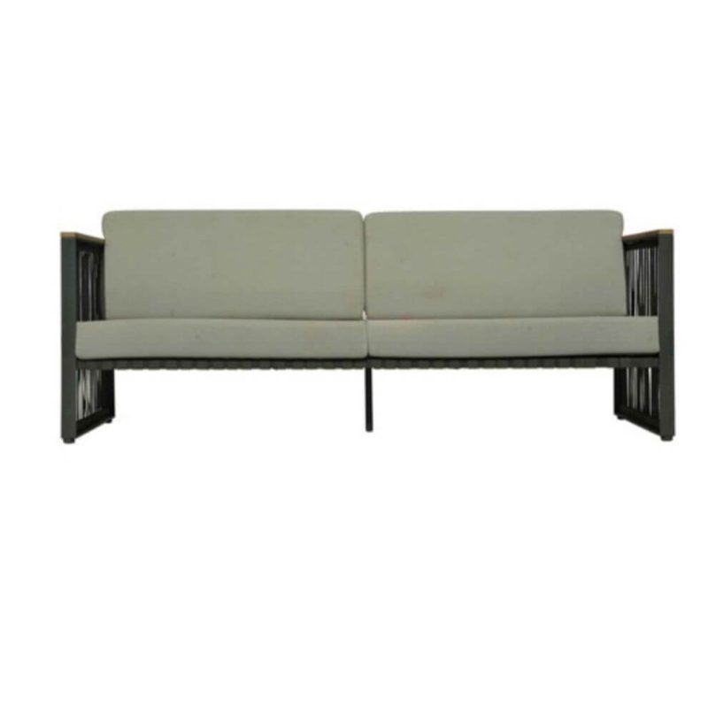 Minimalistisches wasserfestes grünes Canvas Doppelsitz-Sofa mit schwarzer Legierung Loveseat, Loveseat