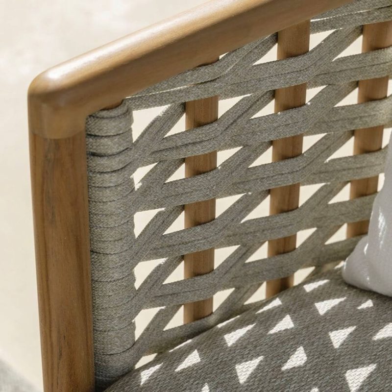 Holzfarbene Loveseat, wasserdicht mit Kissen für 2, trendiger Stil, Polster, 1 Stück, Loveseat, Aluminium