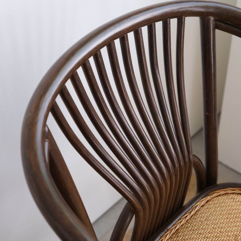 Brauner Rattan Outdoor Armlehnenstuhl im modernen einfachen Stil, 1 Stuhl, Dunkler Kaffee