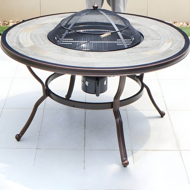 Industrieller Outdoor-Esstisch Aluminium feuerfest Patio Tisch - Nur Tisch 47,2"L x 47,2"B x 28,7"H