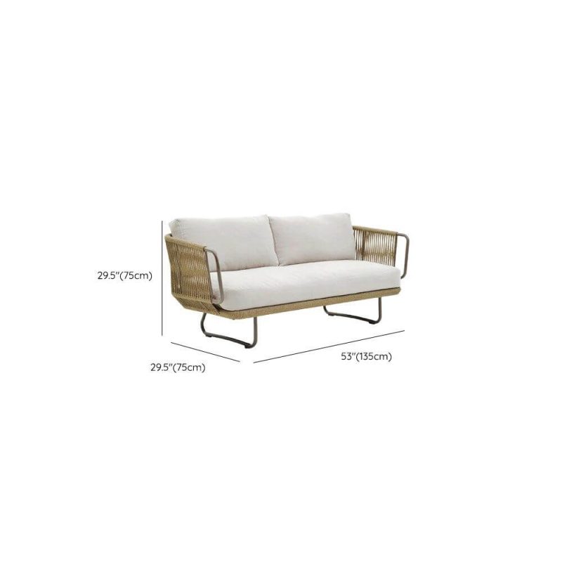 Dimension of White Loveseat with Sponge Upholstery for 2, UV Resistant, Trendy Style, Cushion Included, 1 Piece, 2-Seater Sofa