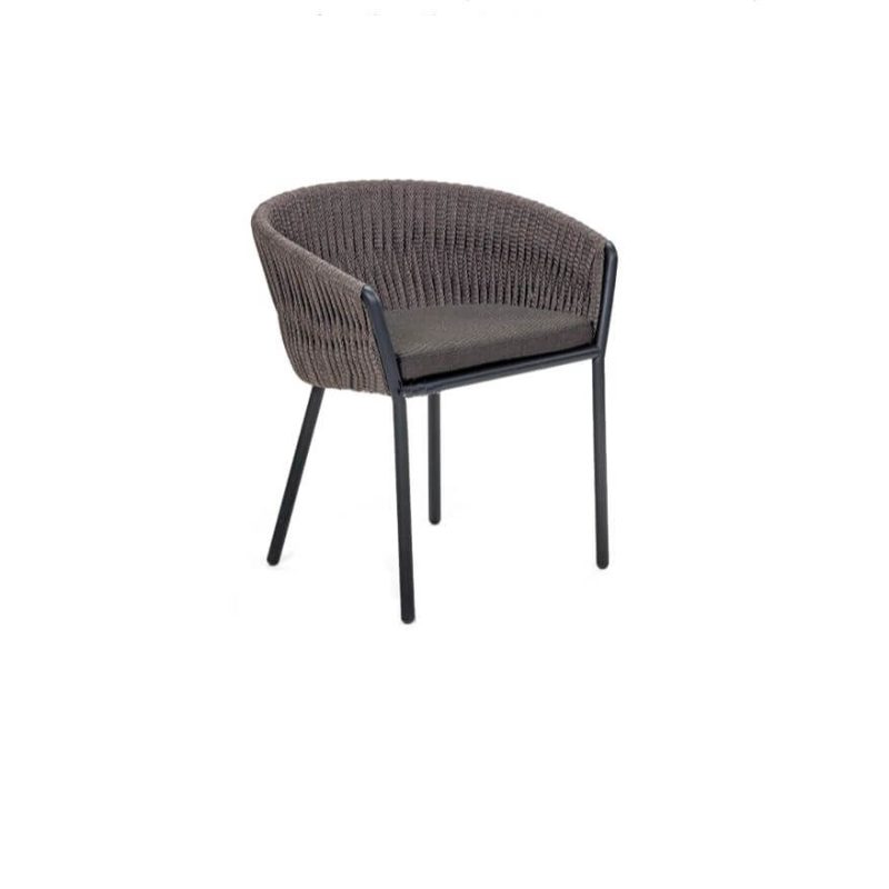 Zeitgenössischer grauer synthetischer Outdoor-Armstuhl, wasserdicht mit Kissen, 1 Stuhl, Grau