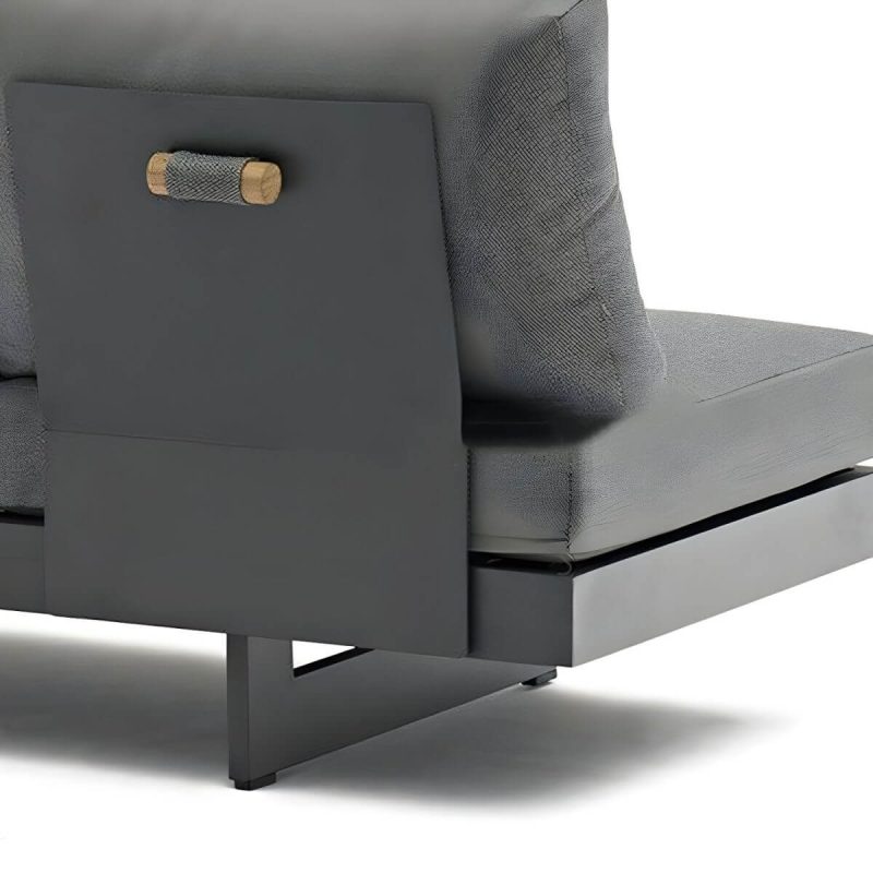 Graues Metall-Patio-Set, gepolstert mit abnehmbaren weißen Baumwollkissen - 3-Sitzer Mittelposition Sofa