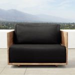 Schwarzes Naturholzsofa mit abnehmbarer Kissenbezug und Kissen, UV-beständig für 1 Person, trendiger Stil, 1-Sitzer Sofa