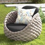 Trendy Black Alloy Loveseat, wasserdicht für 2 Personen mit Kissen und Polster, Loveseat