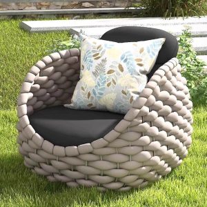 Trendy Black Alloy Loveseat, wasserdicht für 2 Personen mit Kissen und Polster, Loveseat