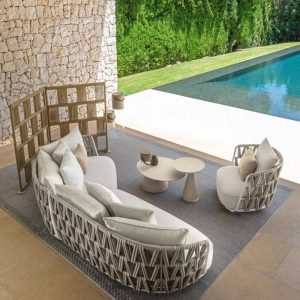 Weißes Legierungssofa, wasserdicht für 3 Personen mit Kissen, trendiger Stil, Sitzkissen, 3-Sitzer Ecksofa