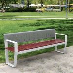 Minimalistische wasserdichte Picknickbank mit gerader Armlehne und Braun/Midnight Black Holz Sitz - Rotbraun 71"L x 17"B x 26"H