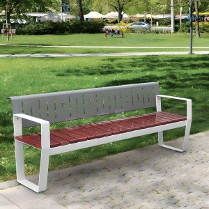 Minimalistische wasserdichte Picknickbank mit gerader Armlehne und Braun/Midnight Black Holz Sitz - Rotbraun 71"L x 17"B x 26"H