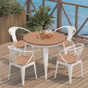 Trendy UV-beständiger Orbicular Sepia Lumber Patio-Esstisch, Grün, 31,5"L x 31,5"B x 29,5"H, Nur Tisch