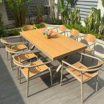 Natürliche Farbe Outdoor-Esstischgarnitur mit Legierungsrahmen, 7-teiliges Set wetterfeste Stühle, einfacher Stil Tisch, 70.9"L x 35.4"B x 29.5"H, Tisch & 6 Stühle