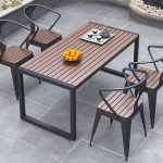 Patio-Esstisch mit Stahlrahmen in Kakao, wasserdichtes rechteckiges minimalistisches Design, 63"L x 27,6"B x 29,5"H, nur Tisch