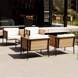 Daunen Sofa mit abnehmbaren weißen Kissen für 3 Personen, UV-beständig, moderner Stil, 1-teilig, 3-Sitzer Sofa