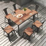 Industrieller Unfertiger Esstischset Metall UV-beständiges Esstischset - 47,2"L x 23,6"B x 29,5"H Schwarzer Tisch nur
