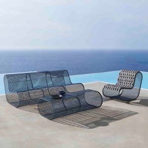 Steampunk 2-teiliges weißes Patio-Sofa-Sitzgruppe, 2-teiliges Set (Stuhl & Ottoman)