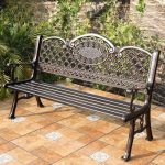 Minimalistische Aluminium Sepia Gartenbank mit geschwungener Armlehne und Rückenlehne, 45"L x 25"B x 36"H