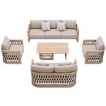 Holzfarbe Sofa mit natürlichem Holz, abnehmbarem Kissenbezug, UV-beständig für 1, trendiger Stil, 1 Stück, 1-Sitzer Sofa
