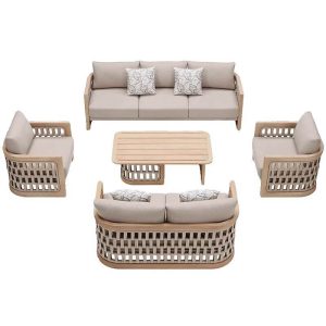 Holzfarbe Sofa mit natürlichem Holz, abnehmbarem Kissenbezug, UV-beständig für 1, trendiger Stil, 1 Stück, 1-Sitzer Sofa