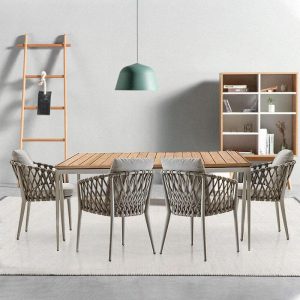 Zeitgenössischer Aluminium-Metall-Außenarmstuhl mit abnehmbarem Kissen, Grau, 1 Stuhl, Schwarz