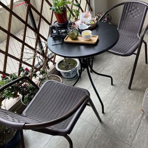 Klares Outdoor-Esstischset mit Polymer-Verbundsitz, wetterfestes 5-teiliges Set mit Stuhl, einfacher Stil und Tisch, 31,5"L x 31,5"B x 28,3"H, Tisch & 4 Stühle