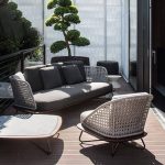 Moderne Seilgeflochtene WeCourtyard Sofa-Set wasserdicht mit Metallrahmen - 1-Sitzer Sofa