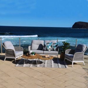 Sofa mit Schaumstoffpolsterung in schwarzem Rahmen, UV-beständig für 1 Person, trendiger Stil, Kissen inklusive, 1 Stück, Schwarz, 1-Sitzer Sofa