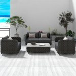Dunkelgraues Loveseat für 2 Personen mit Legierungsrahmen, UV-beständig, trendiger Stil, inklusive Kissen - 1 Stück, 53"L x 28"B x 28"H