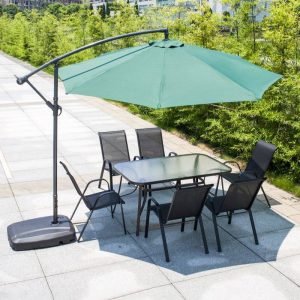 Klarglas-Patio-Essset, 7-teilig, rechteckig, mit Stuhl, UV-beständig, inklusive Tisch, 59"L x 35"B x 28"H, Tisch & 6 Stühle