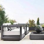Industrieller Stil Outdoor-Sofa-Kombination mit schwarzem Metallrahmen - 3-Sitzer Sofa