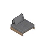 Modulares graues Sofa mit Schaumstoff-Polsterung, Kissen, UV-beständig für 1 Person, trendiger Stil, 1-Sitzer Sofa