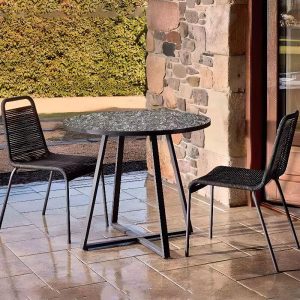 Midnight Black Minimalist Aluminium Patio Seitenstuhl, 1 Stuhl, Khaki