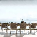 Skandinavisches Taubengraues UV-beständiges Aluminium Terrassen Armlehnenstuhl mit Kissen, 1 Stuhl, Beige