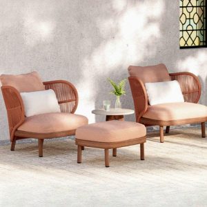 Holzfarbene Loveseat mit abnehmbarem Kissenbezug und Schaumstofffüllung für 2, UV-beständig, trendiger Stil - 1 Stück, Beige, 2-Sitzer Sofa